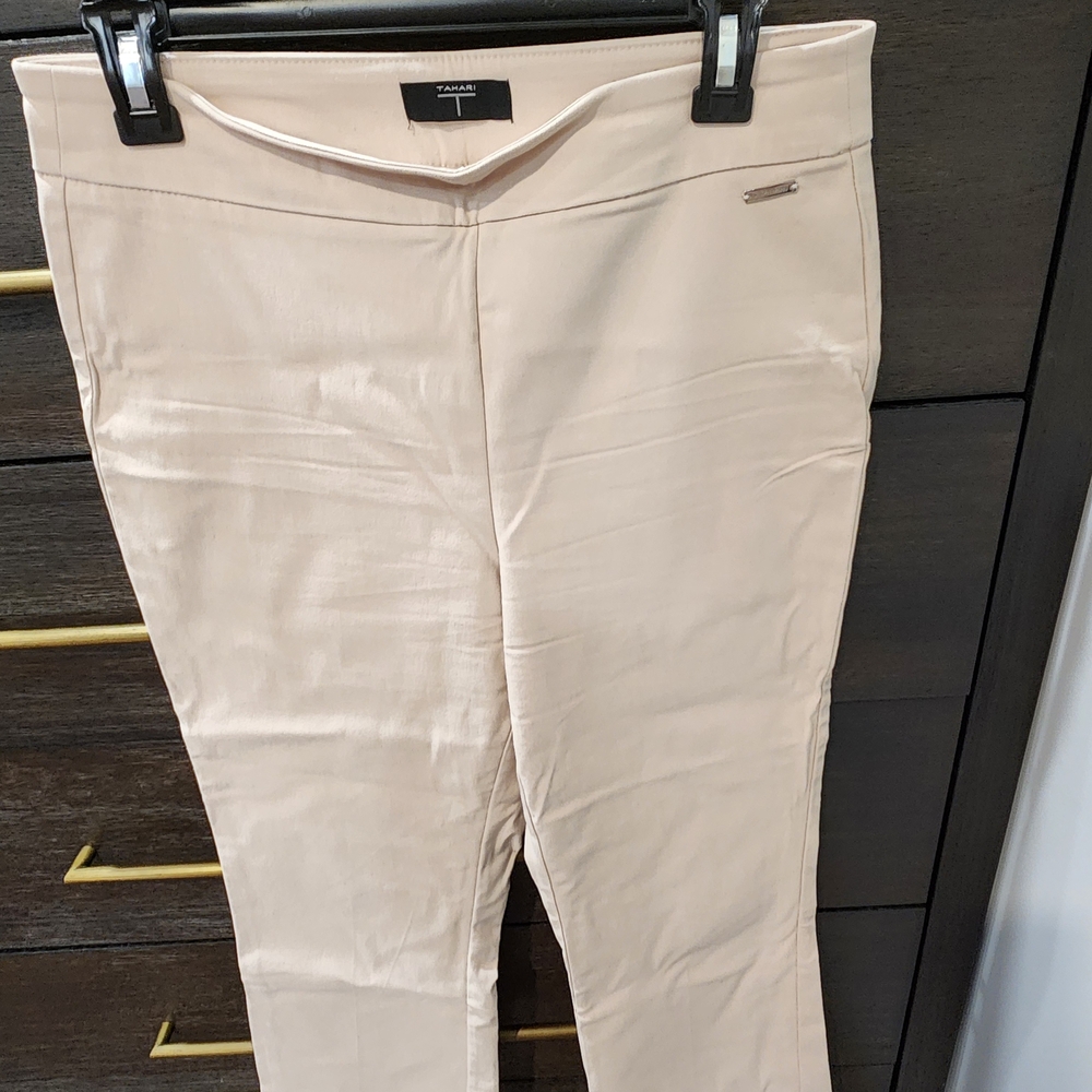 T Tahari Cream Boot Cut Pants